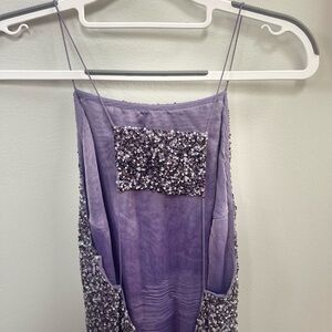 Vera Wang Lavender Sequin Gown - Spaghetti Strap